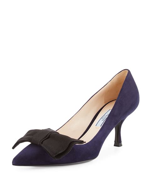 prada suede bow pump